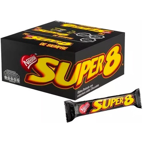 Caja Super 8 Obleas Rellenas Chocolate 696 Gramos X 24