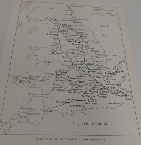 Mapa Principales Rutas Medievales De Inglaterra Y Gales