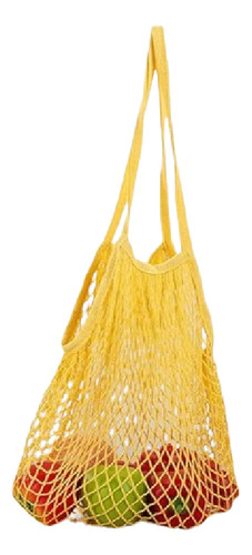 Bolsa De Malla De Algodón Reutilizable Para Compras Amarilla
