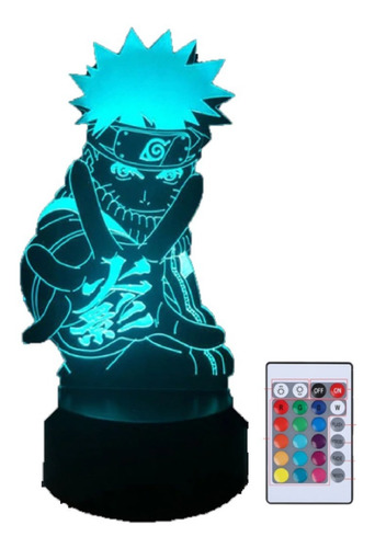 Lámpara Led 3d Acrílico Naruto Uzumaki Base Touch 7colores