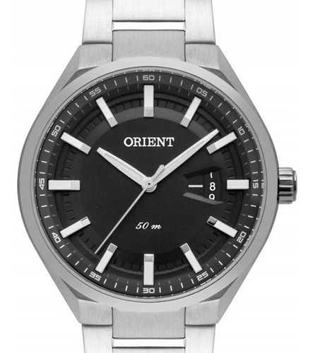 Reloj Orient Mbss1344 G1sx para hombre con correa, color plateado y bisel plateado, color de fondo negro