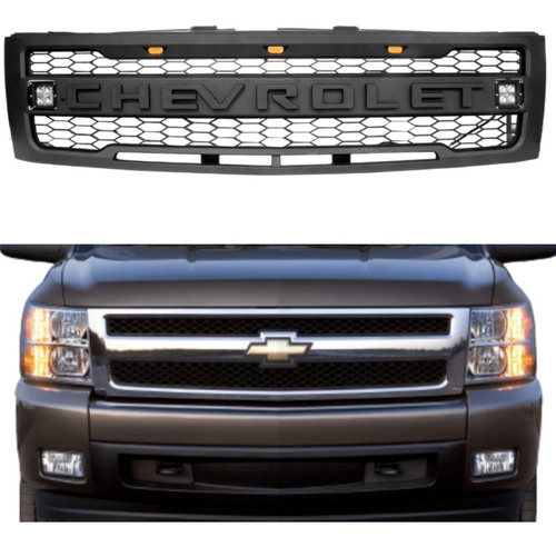 Parrilla Silverado 2007-2013 Con Letras Y Luz Led