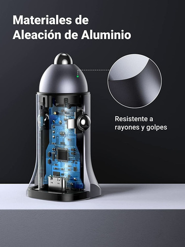 Cargador De Auto Ugreen Usb C Pd Y Qc 3.0 20w Carga Rápida
