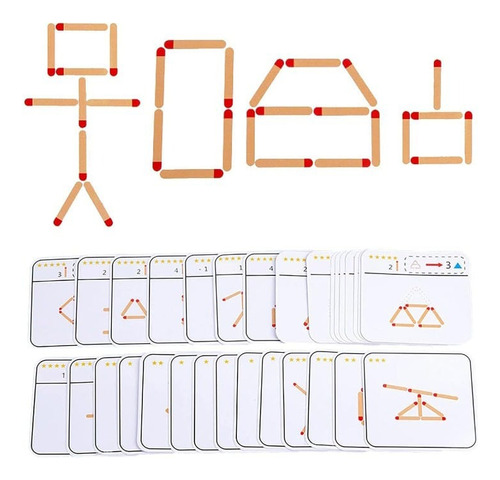 Puzzle Didáctico Cerillas Madera Aprendizaje Matemático.f