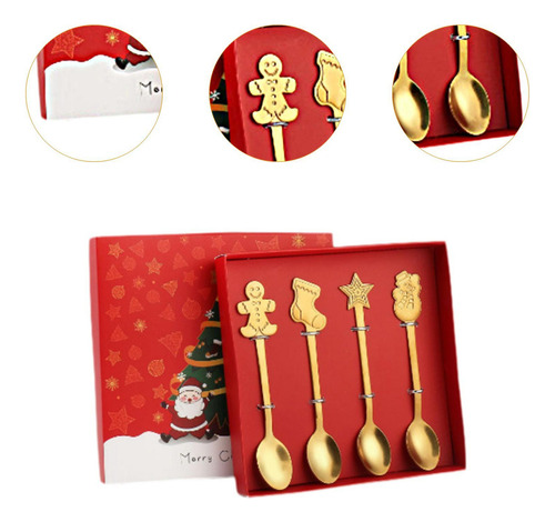 New. Set De 4 Cucharas Festivas, Juego De Cubiertos
