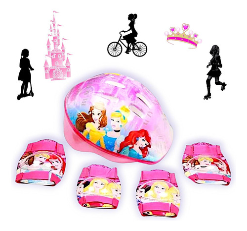 Set De Protección Bicicleta Scooter Patines Princesas Disney