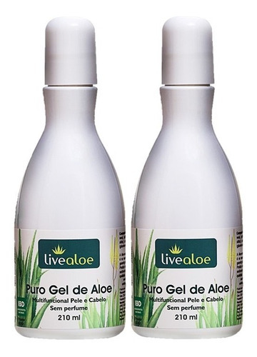  Kit 2 Unidades Puro Gel De Babosa Orgânico 210ml - Live Aloe Fragrância Suave Tipo de embalagem Biodegradável