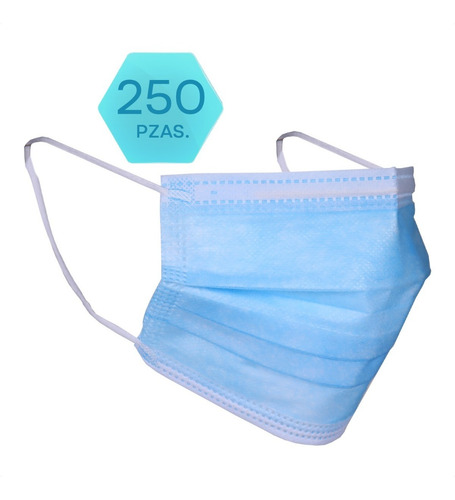 Imagen 1 de 7 de Cubrebocas 250 Piezas Tricapa Mascarilla Proteccion Comodo