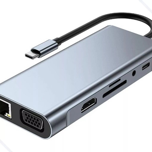 Hub Adaptador 10 Em 1 Tipo C Usb 3.0 Hdmi Rj45 Micro Sd Tf