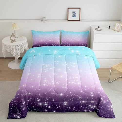 Erosebridal Kids Space Star Glitter Edredón Set Ombre Blue P