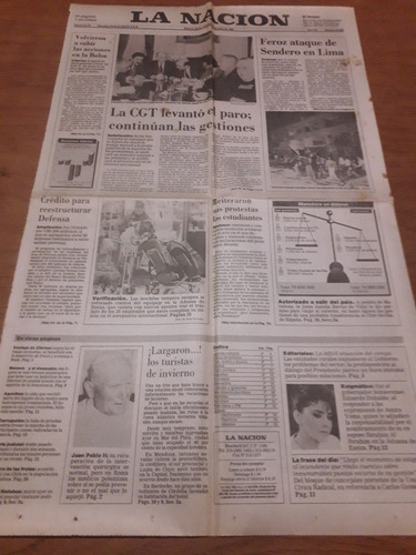 Tapa Diario La Nación 18 07 1992 Sendero Luminoso Cgt Yoma 
