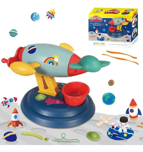 Set Pastilina Cohete Espacial + Moldes Didáctico Para Niños