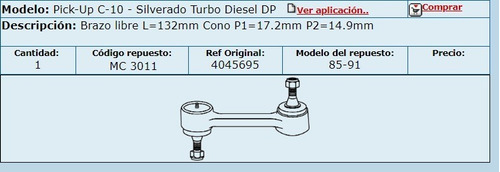 Brazo Libre Chevrolet  C10 - C30 - Silverado