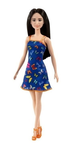 Barbie Fashion Básica Asiática Vestido Azul Mattel