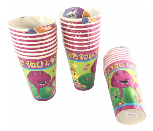 24 Vasos Barney Y Amigos Baby Bop Fiesta Desechables Carton