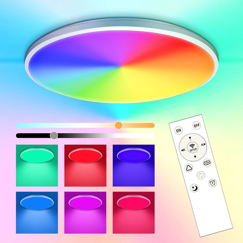 Lamparas De Techo Modernas Bylifity Rgb Inteligente Plafón Lámpara Luz Led Con Buletooth Tuya App 24w