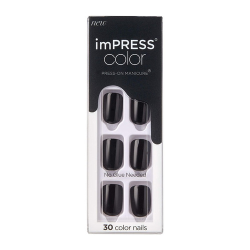 Imagen 1 de 4 de Uñas Postizas Impress Color All Black Kiss
