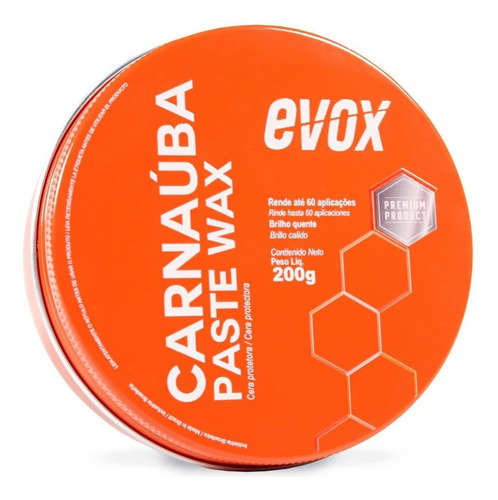 Cera Pasta Carnaúba Protetora Paste Wax Evox 200g