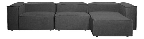 Sala Esquinera Moderna Minimalista Latt Sillón Modular Lino Gris Oscuro Lino Dalton