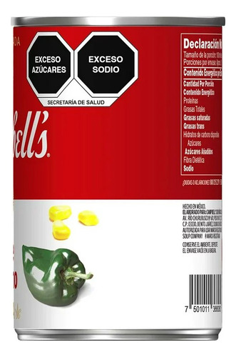 Crema Campbell`s Chile Poblano 430 Grs 6 Pzas