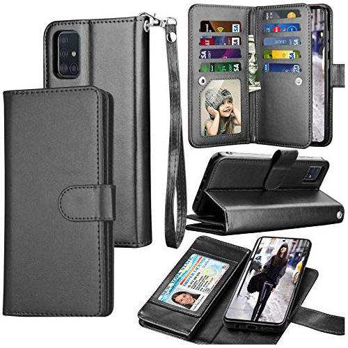 Funda Para Galaxy A51 4g Version Negro Pu Piel Sintetica