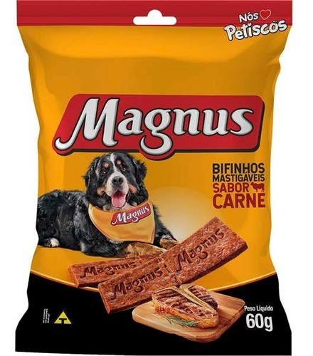 Bifinho Magnus Sabor Carne Mastigavel Para Caes 60g Petisco