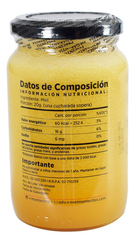 Miel Cremosa Montecitos 500g 100% Miel