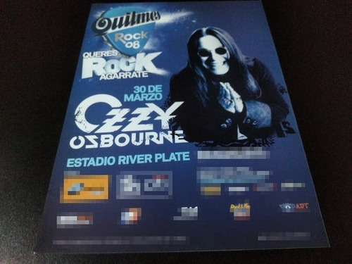 (pd412) Publicidad Clipping Ozzy Osbourne River Plate * 2008