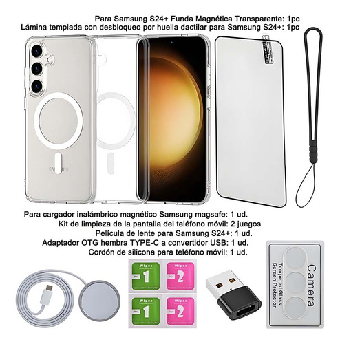 Funda Case Para Samsung S22 S22+ S23 S23+ S23fe S24 S24+ S24fe S24ultra S25 S25+ S25ultra Magsafe+inalámbrico Cargador+mica Pantalla