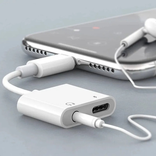 Adaptador De Fone Para Celular Lightning Ouvir Musica Branco Cor Branco