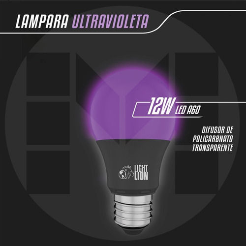 Imagen 2 de 6 de Pack X 2 Lampara Led Luz Negra Ultravioleta 12w E27 Fiestas