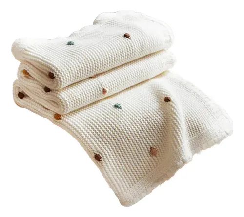 Manta Suave Para Bebé, Ideal Para Cuna Y Cochecito Color Blanco Puntos
