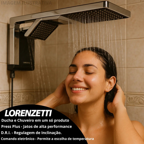 Chuveiro Lorenzetti Ducha Ultra Branco Acqua Duo Elétrico Preto/cromado 7.8 Kw