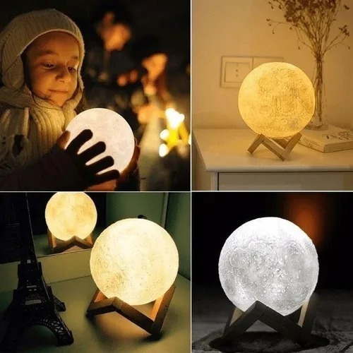 Wv Lámpara De Luna 3d 15cm Recargable 16 Colores De Luz