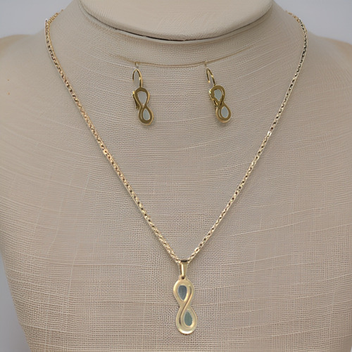 Set Collar Y Aretes Chapa De Oro Regalo Detalle Inoxidable