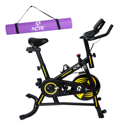  Kit Bike Spinning 4.0 + Tapete Yoga Mat Roxo Acte Sports 