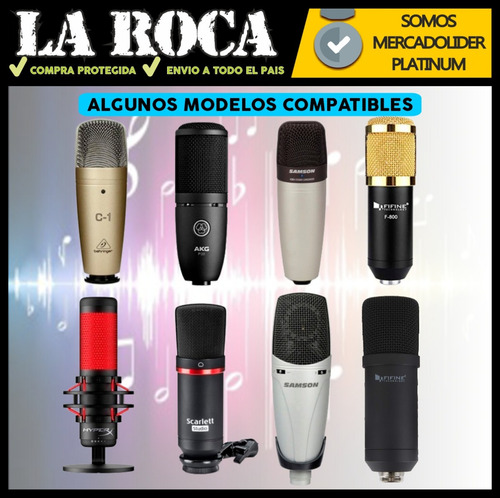 Imagen 5 de 10 de Soporte Araña Para Microfono Condenser Shockmount La Roca