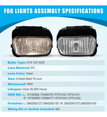 Kit De Faros Niebla Silverado 2003 20042005 2006 C/cable