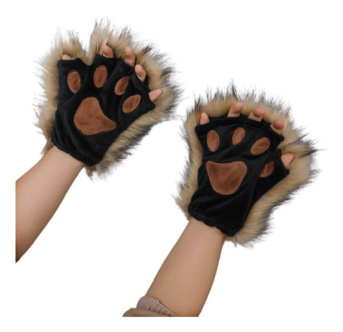 1 Par De Guantes De Pata De Lobo De Felpa, Accesorio De Disf