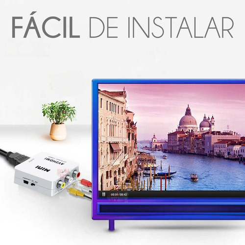 Imagen 4 de 9 de Mini Adaptador Convertidor Señal Rca - Hdmi 1080p 720p Tv