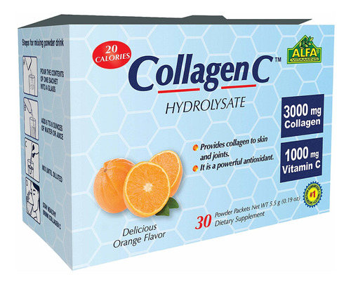 Colágeno En Polvo Collagenc® - Antioxidantes Para Apoyo Inmunológico, Piel, Cabello, Uñas Y Articulaciones - 30 Sobres