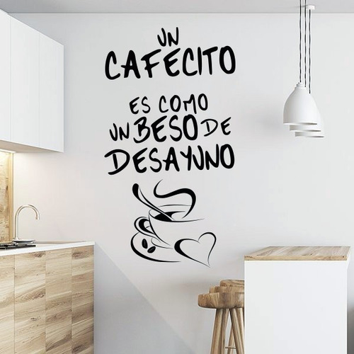 Vinil Decorativo Para Pared Frases Letras Amor Por El Cafe