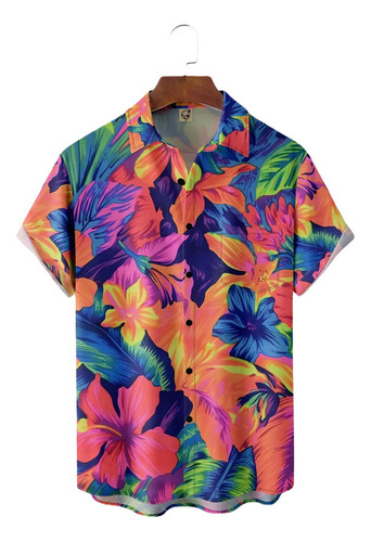 Gr Camisa Hawaiana Unisex Con Flores Tropicales De Play