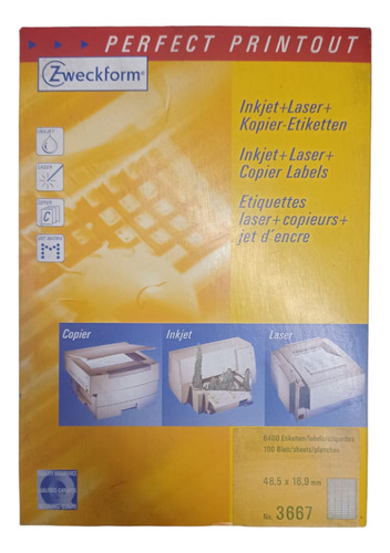 Etiquetas Inkjet + Laser Zweckform X 100 Hojas N 3667