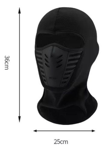 Pasamontaña Balaclava Mascara + Guantes Neopreno Frio Abrigo Negro Liso Unico