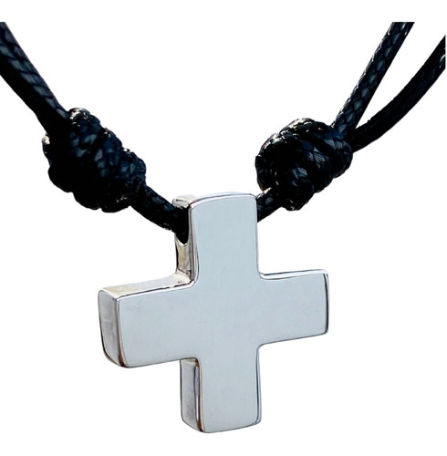 Dije Cruz De Plata 925 Suiza Collar Ajustable Hombre Mujer