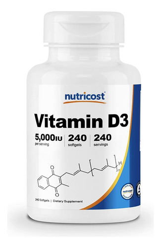 Vitamina D3 Nutricost 5000 Iu 240 Ct Sabor N/a