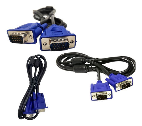 3x Cabos Vga 1.5 M Macho Para Monitor Macho Pc Câmeras