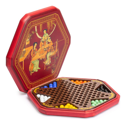 Juego De Mesa Halma Damas Chinas 32 Cm Tablero Madera