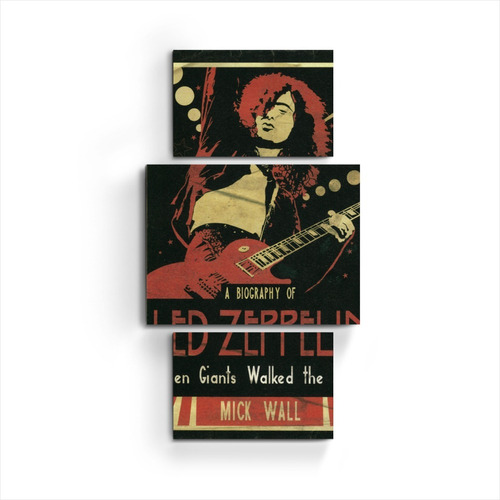 Cuadro Triptico Led Zeppelin Musica Banda Rock Mick Wall